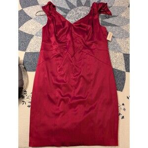 Women’s Collection Dressbarn Draped Sleeves Satin Sheath Dress - Red, Size 14